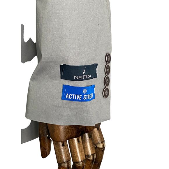 Nautica Men's 2-Piece Suit 36R 30W Bi-Stretch Cotton Gaff Solid Grey NEW - Picture 3 of 10